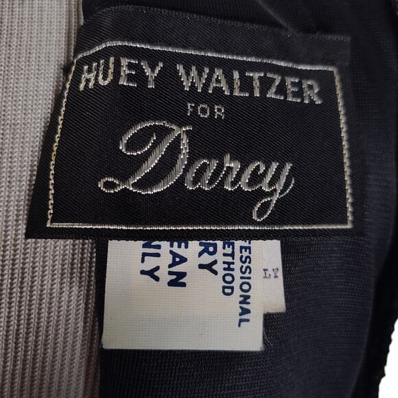 Vintage 80s Huey Waltzer Darcy Party Dress Size S Striped Drop Waist Full Skirt - Picture 13 of 15